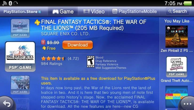 PS Store Update With Vita Freebies is Now Available