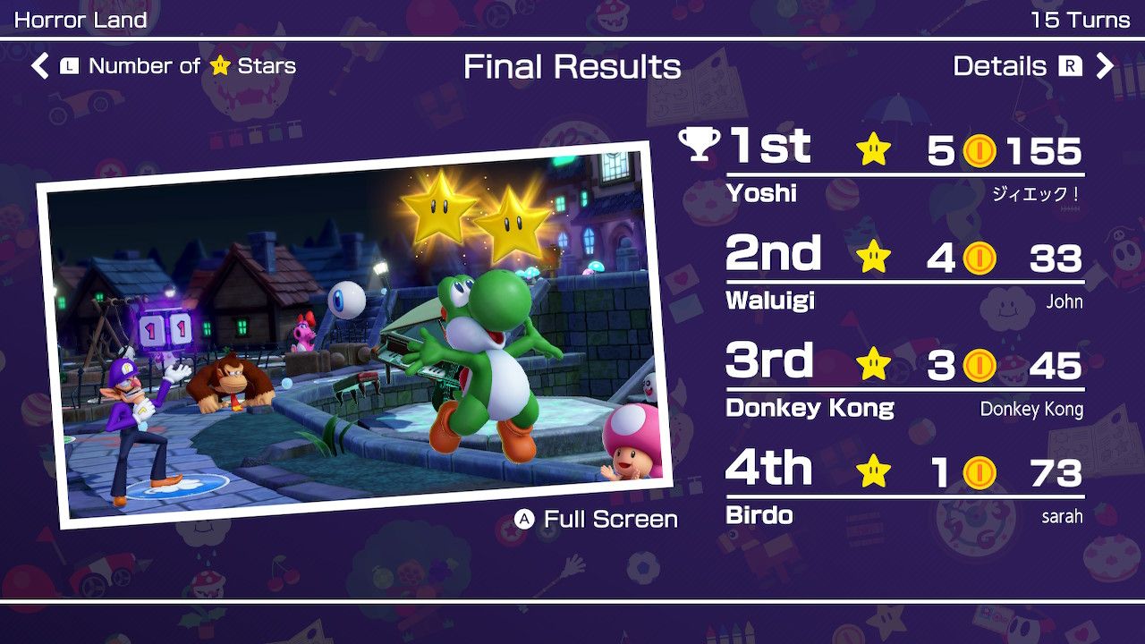 Mario Party Superstars - Horror Land Results