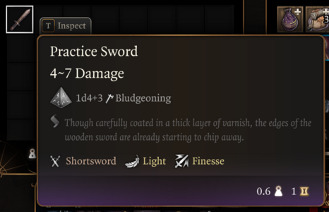 All Shortswords In Baldur S Gate 3   Bg3 Practice Sword Tooltip 