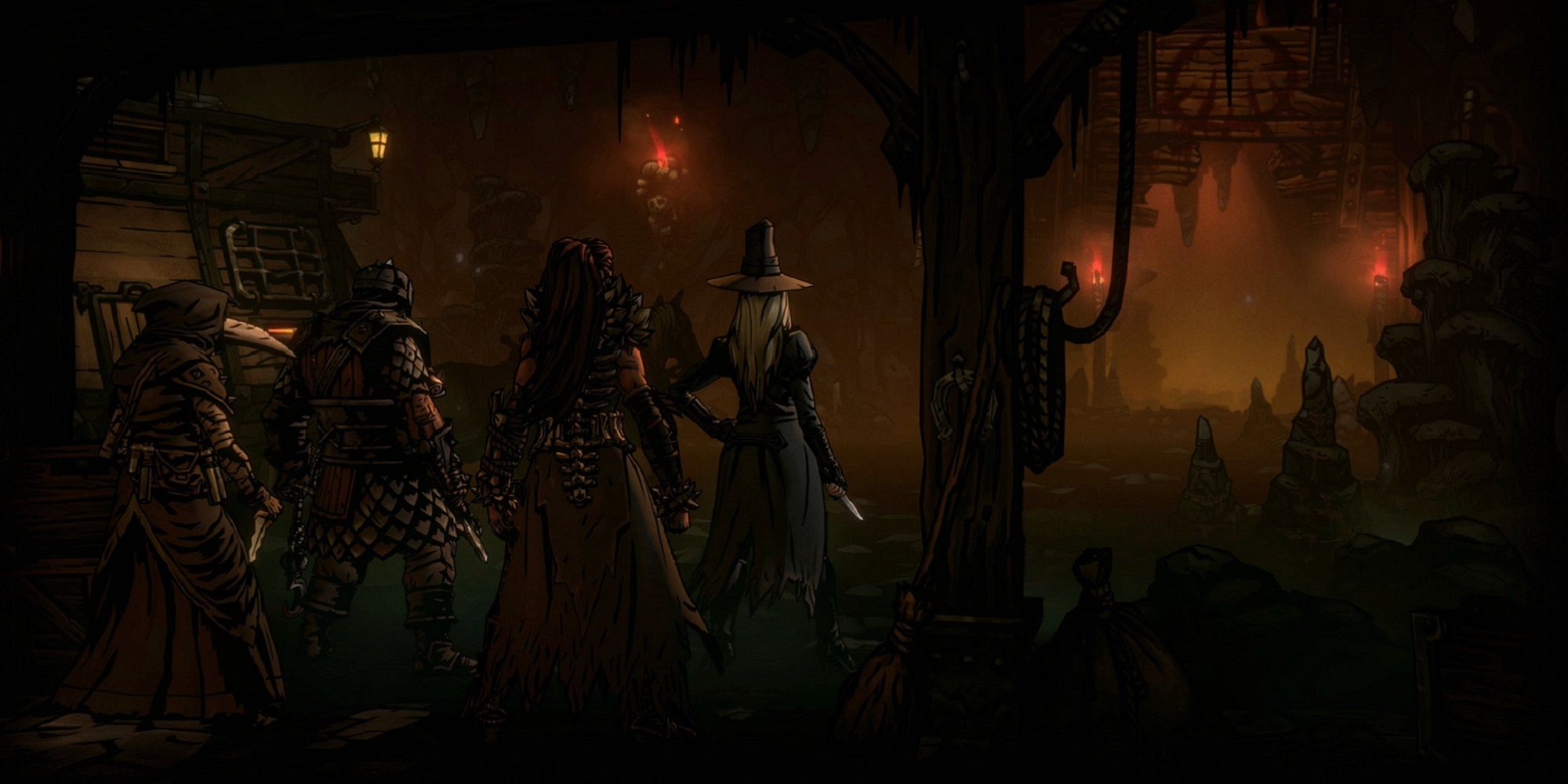 Darkest Dungeon 2 Party of four embarking to go to the Sluice