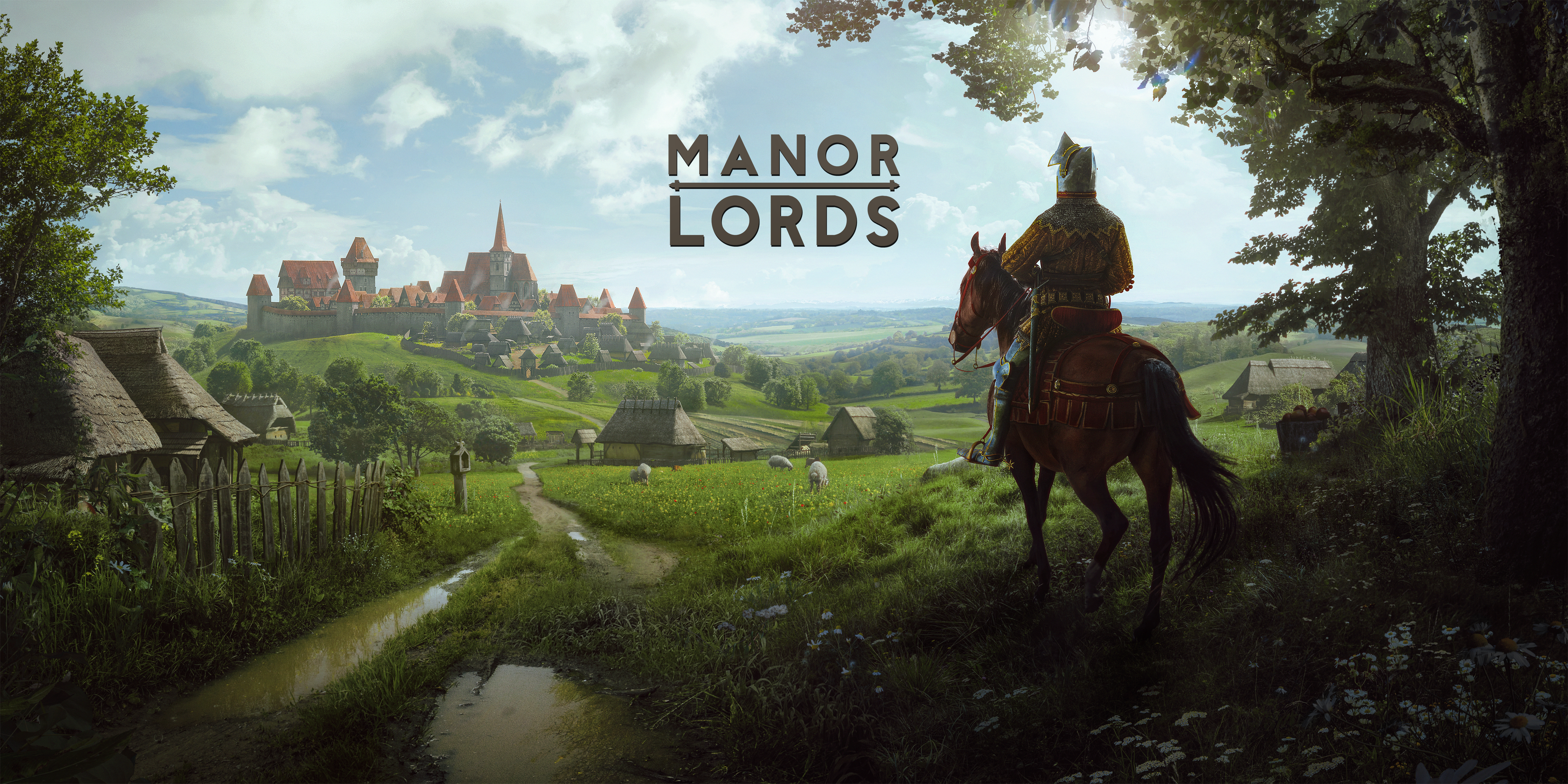 Arte clave final de Manor Lords con logo