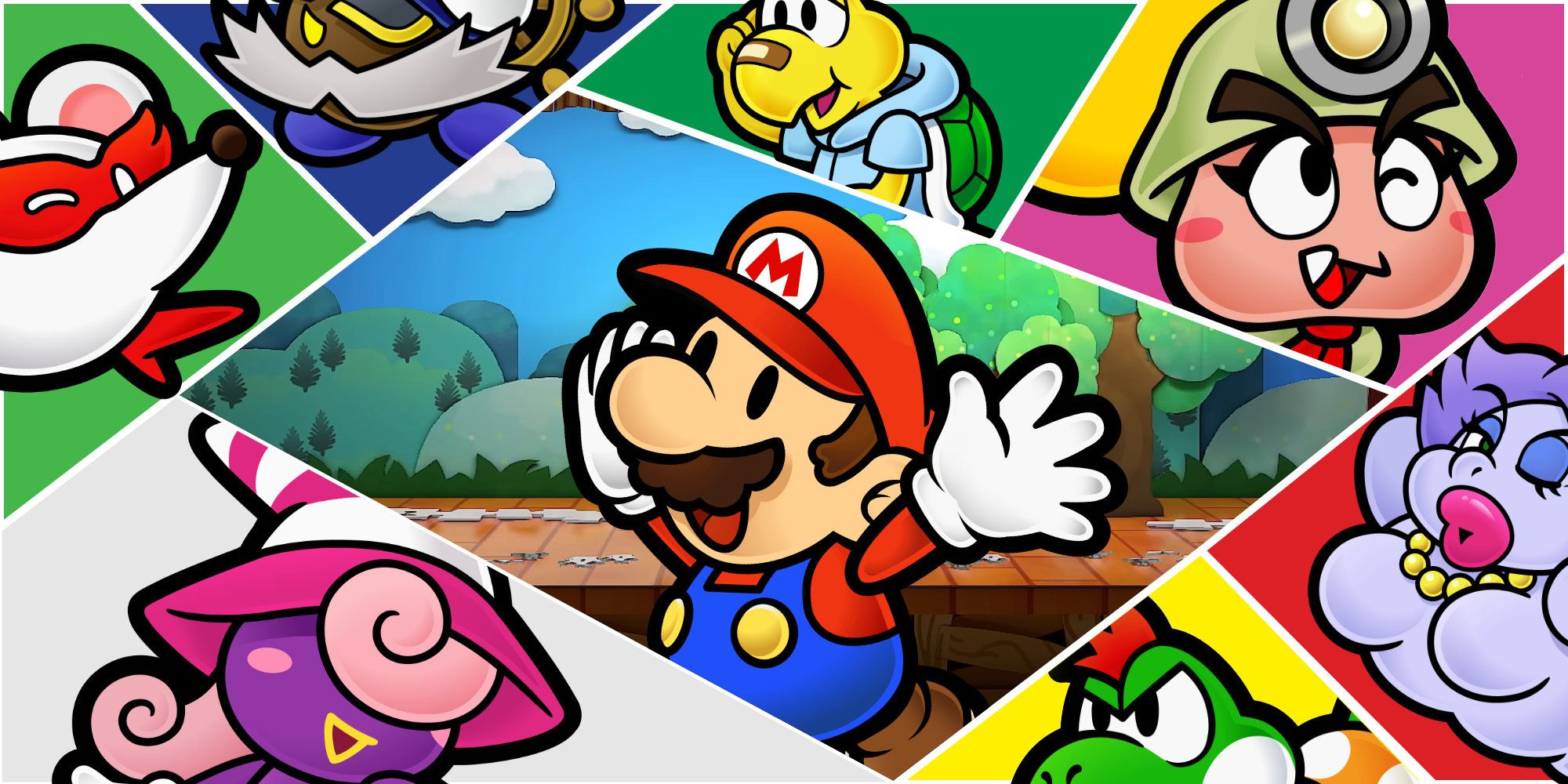 A collage of the characters from Paper Mario The Thousand Year Door