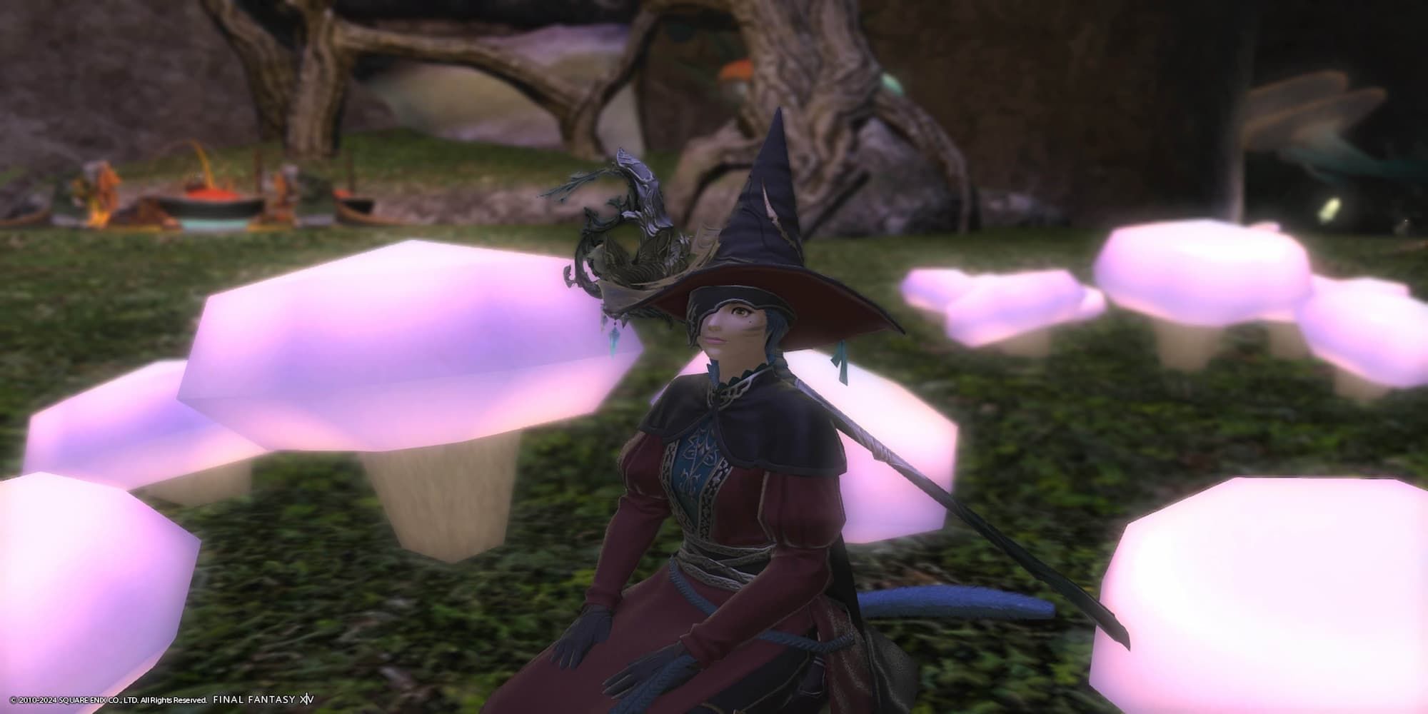 Final Fantasy XIV Cat Girl Wearing Black Mage Equpment