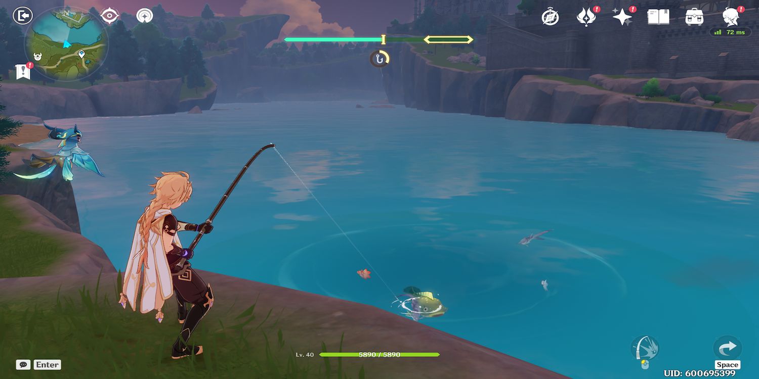 The Male Traveler Fishing in Genshin Impact 