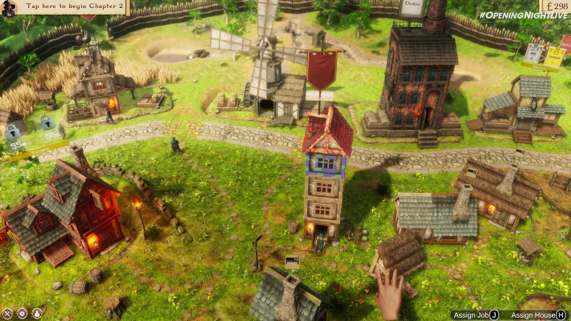 Masters of Albion town building and god hand moving things