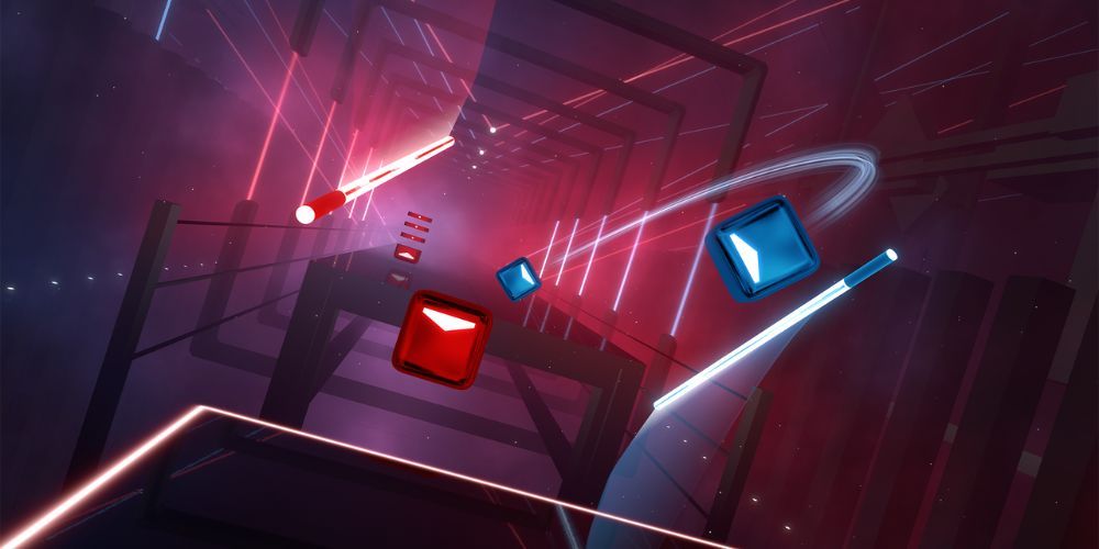 Slashing Beats with Red and Blue Sabers in Beat Saber