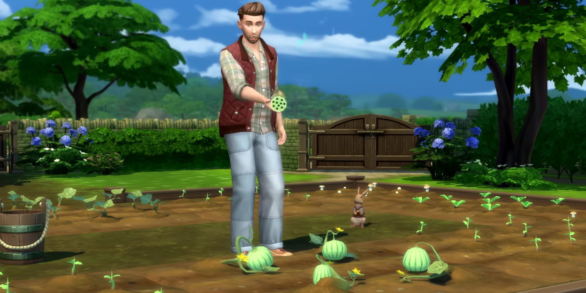 Tending to the garden in The Sims 4