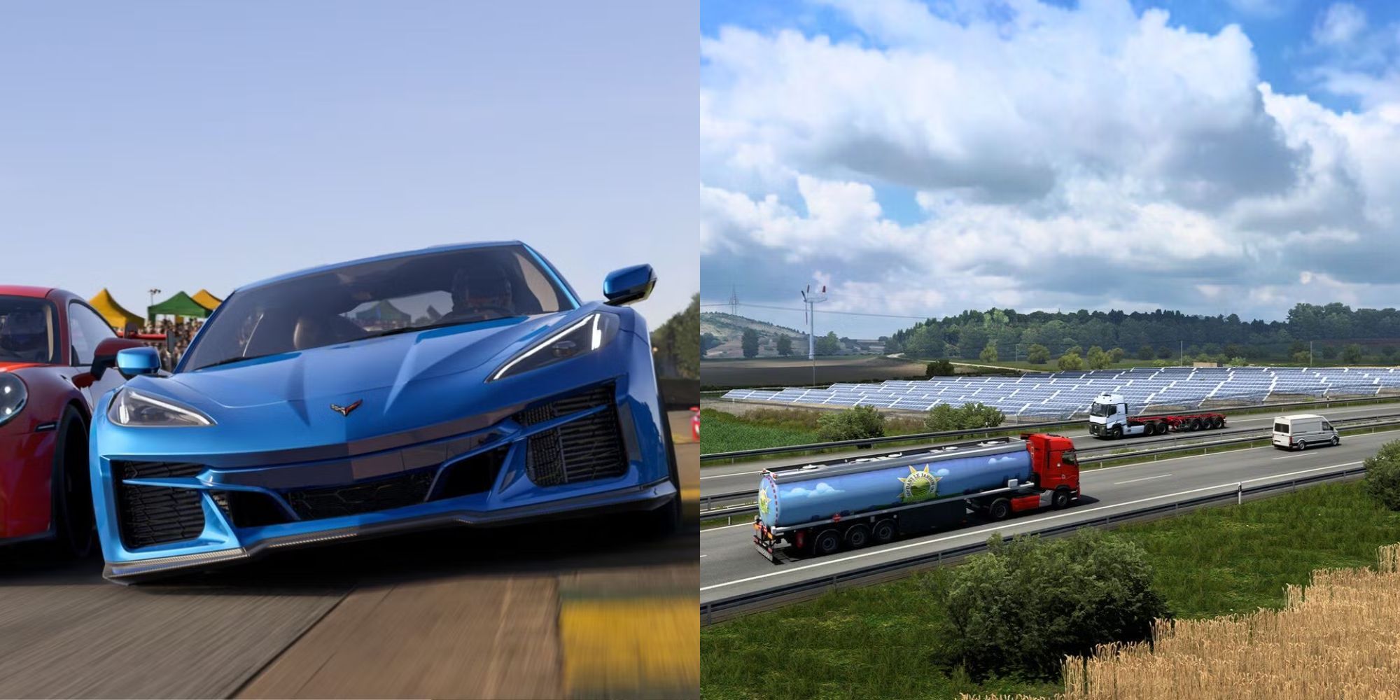 A picture showing Forza Motorsport and Euro Truck Simulator 2