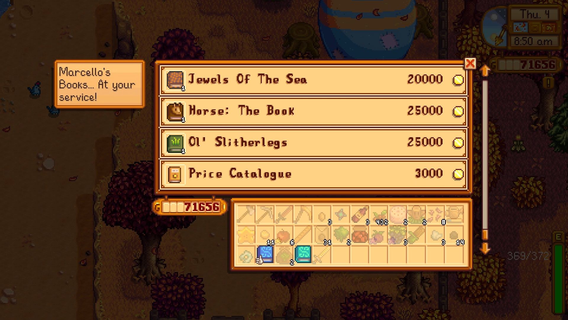 Acciones de librería de Stardew Valley