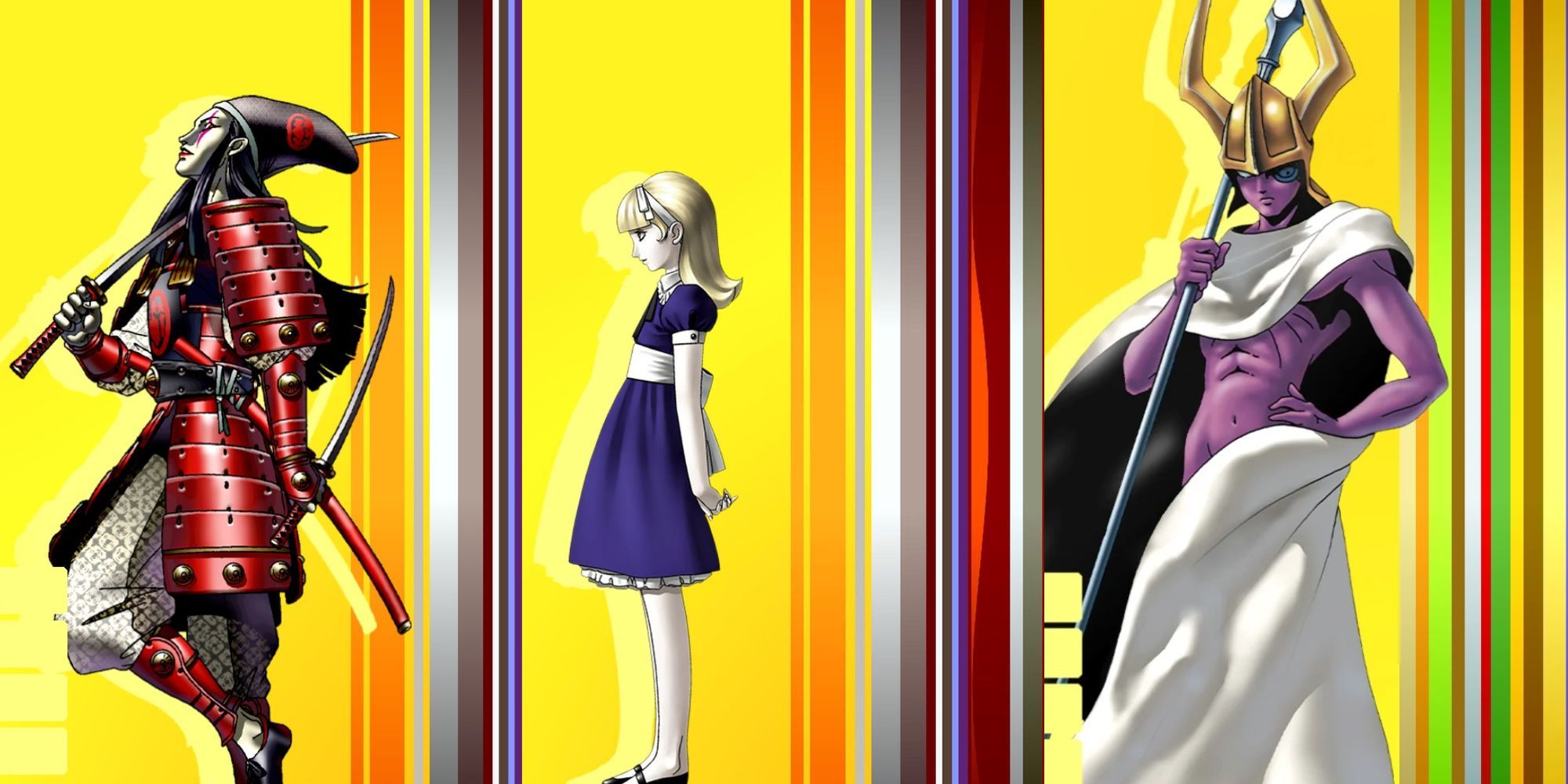 Yoshitsune, Alice, and Odin in Persona 4 Golden