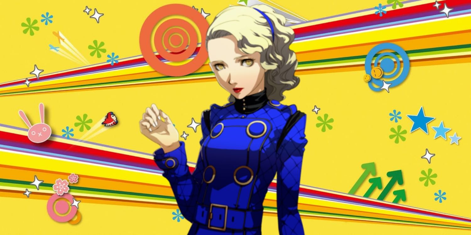 In-game portrait of Margaret from Persona 4 placed on a P4 background