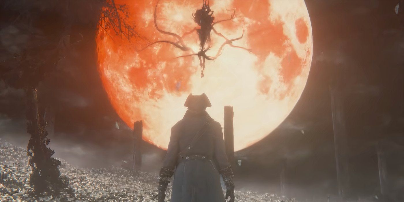 Bloodborne-Moon-Presence-descending-from-red-moon-before-Hunter