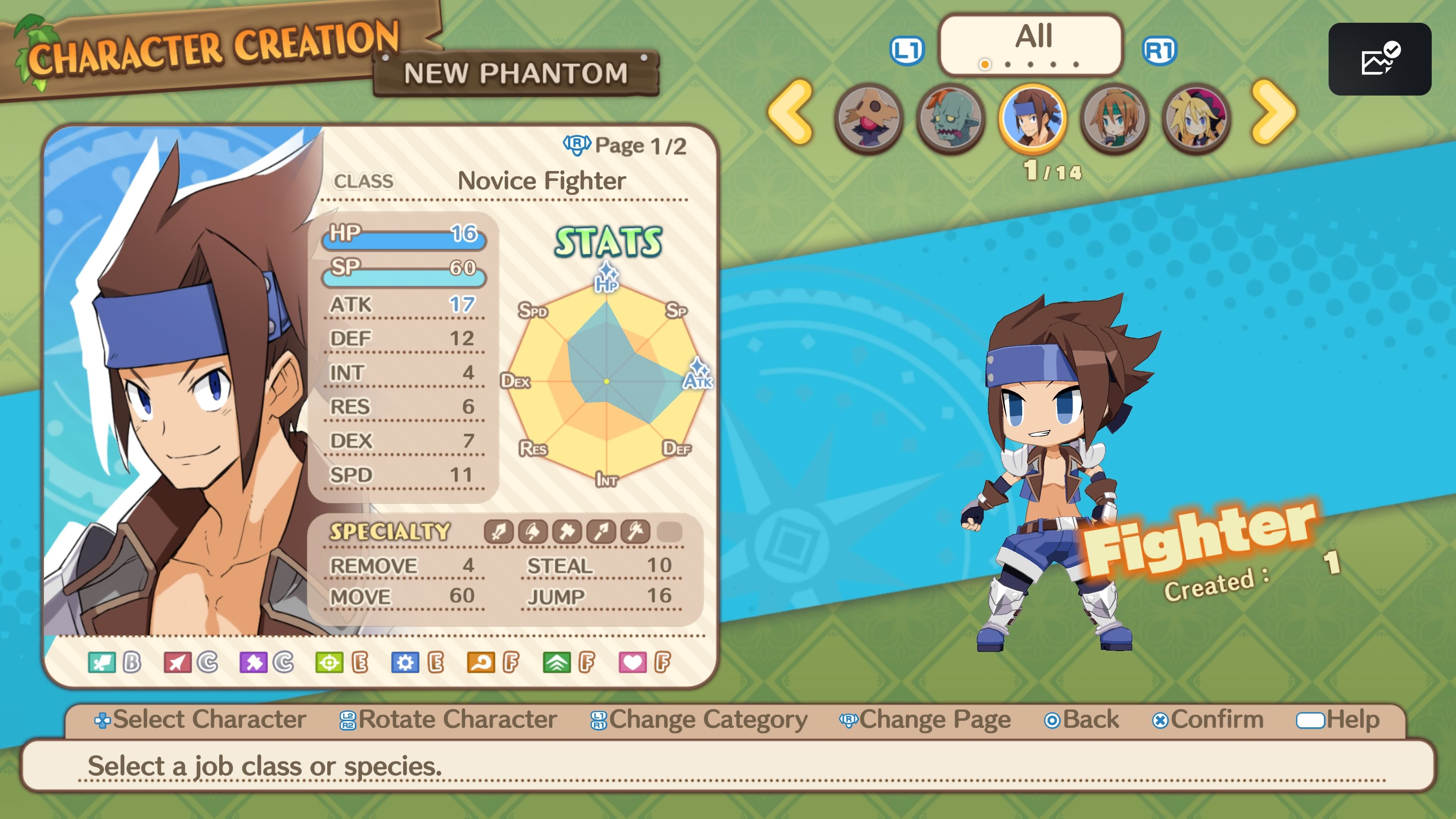 Schermata delle statistiche Clas Fighter
