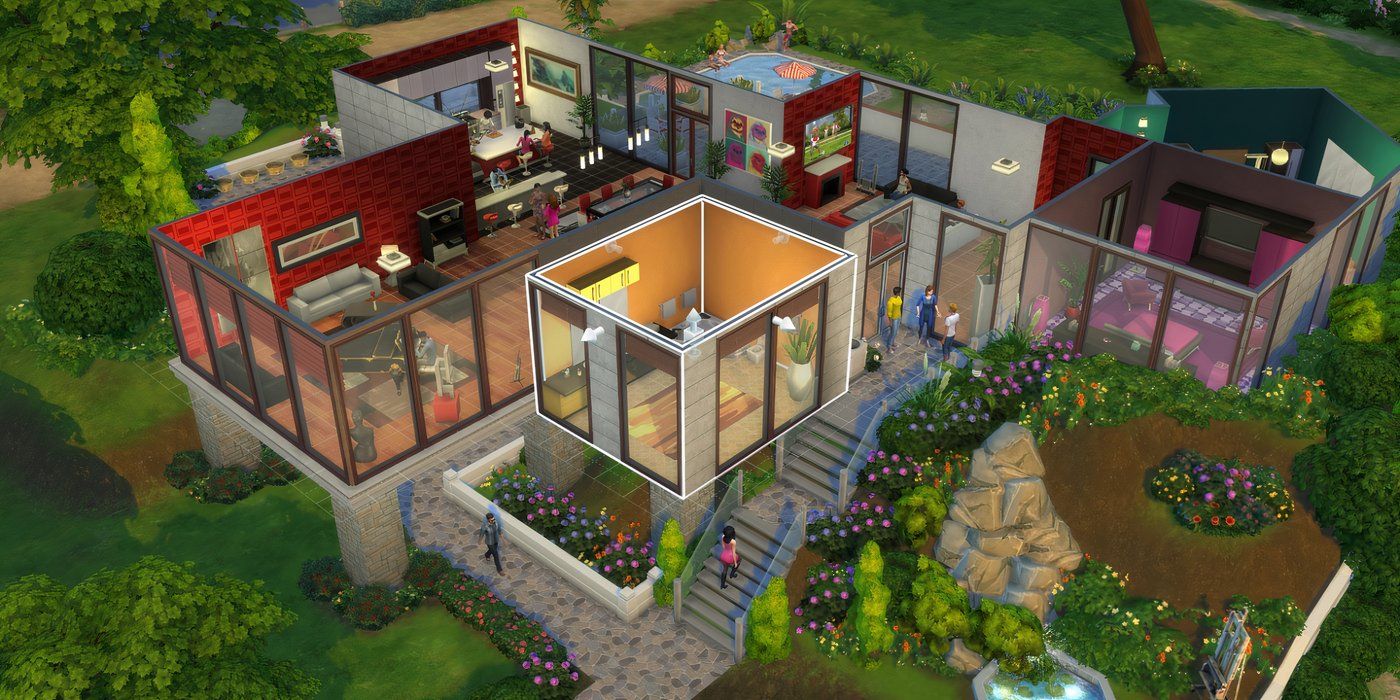 Sims-4-Plyaer-building-house-with-npcs-walking-around