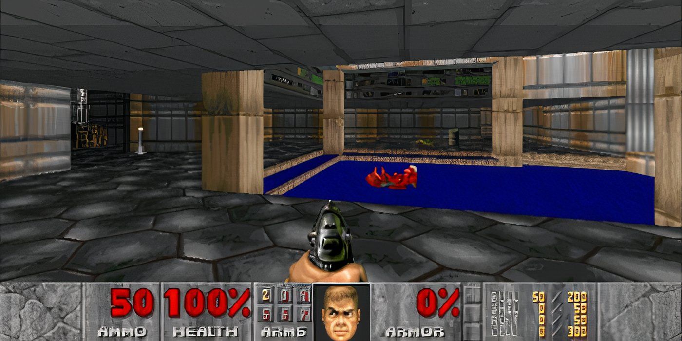 DOOM-1993-Player-POV-holding-pistol-in-E1M1