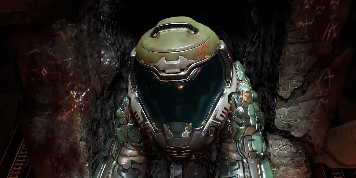 DOOM-2016-POV-the-Doom-Slayer-picking-up-his-helmet