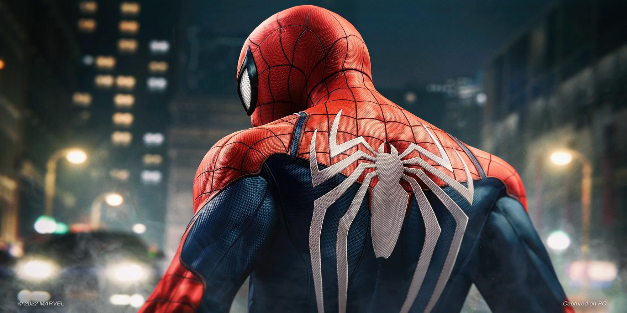 A view of Spider-Man's suit from behind in Marvel’s Spider-Man
