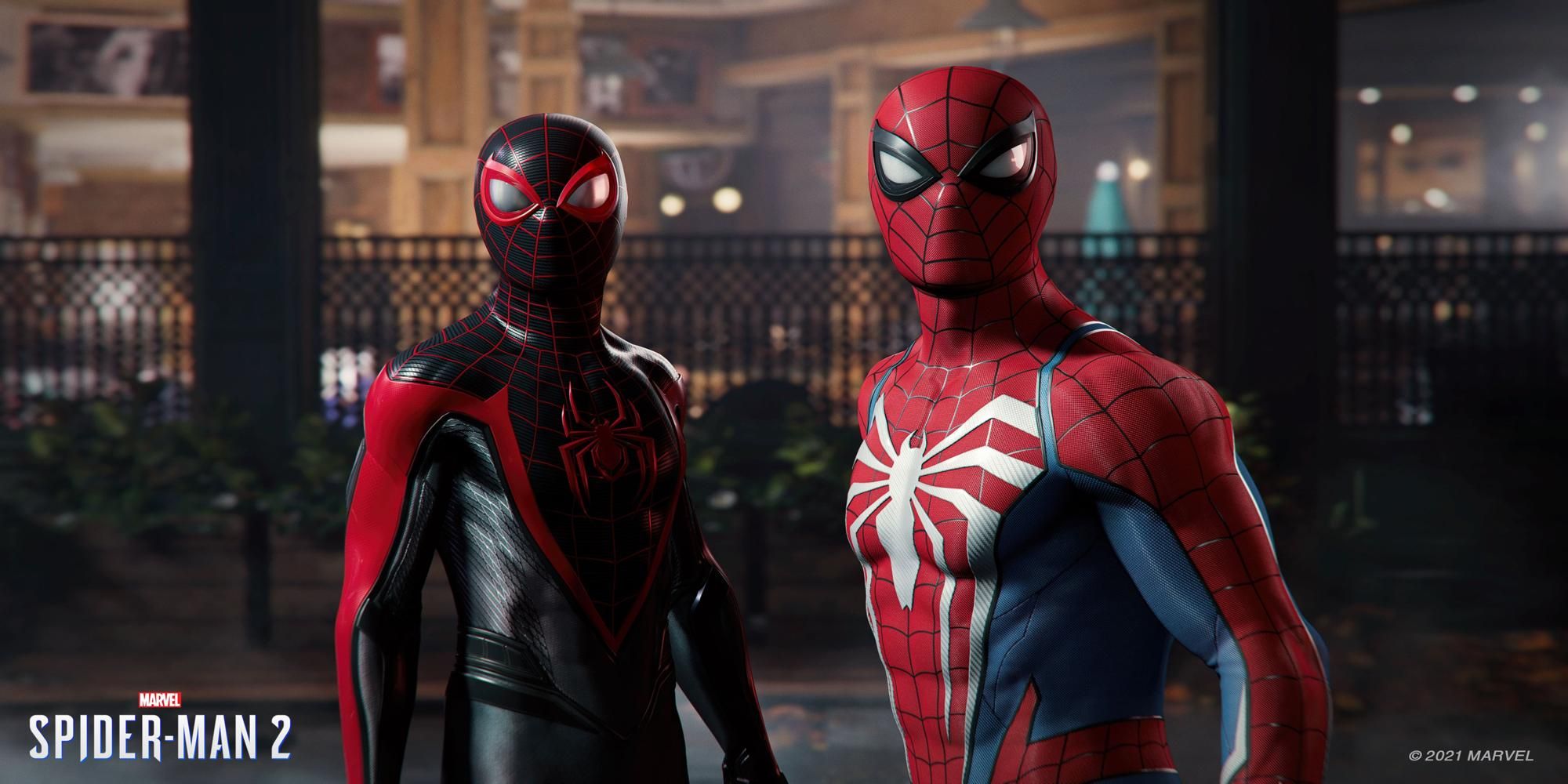 Spider-Man and Miles Morales standing together in Marvel’s Spider-Man 2