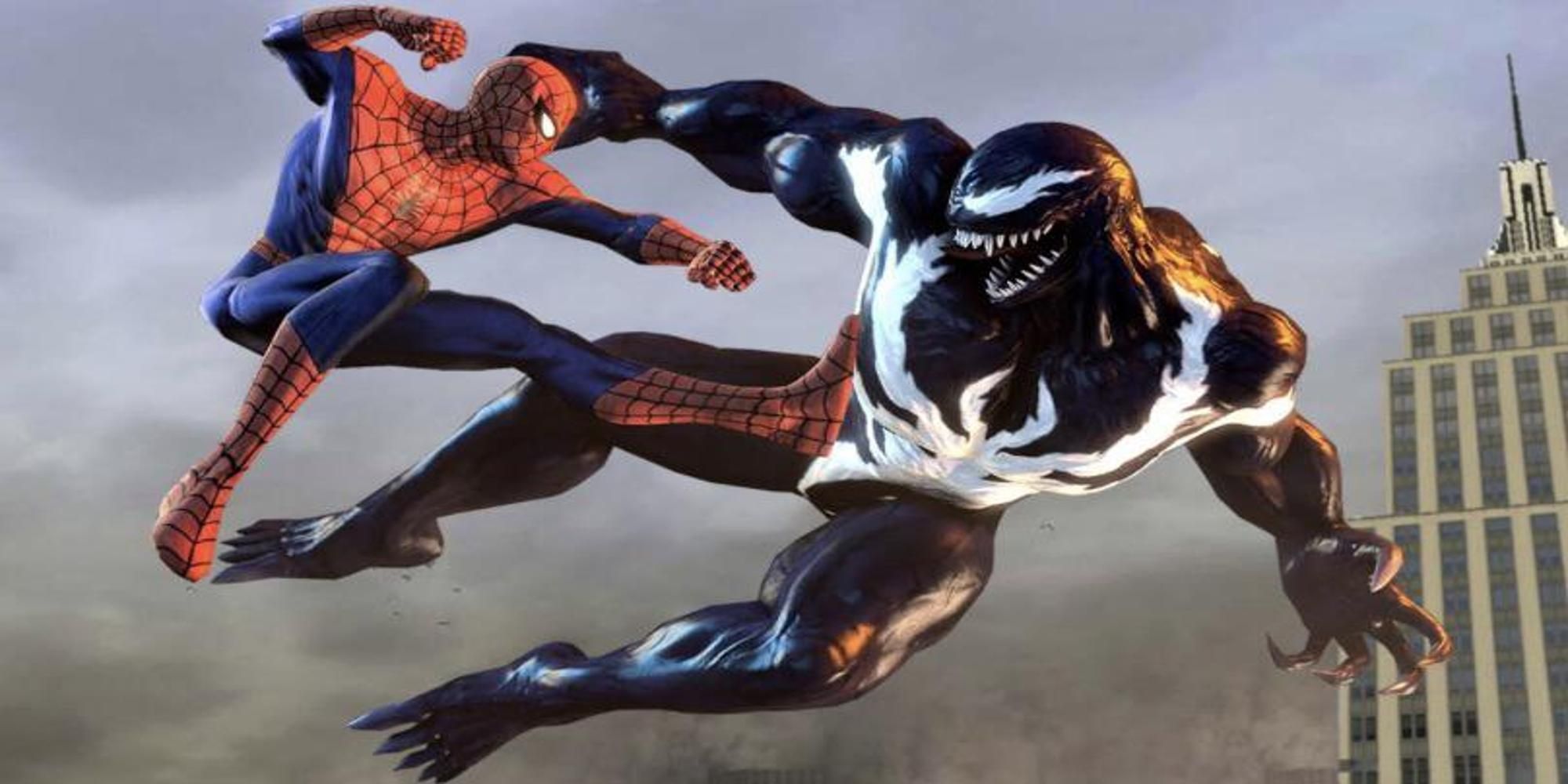 Spider-Man attacking Venom in Spider-Man Web of Shadows