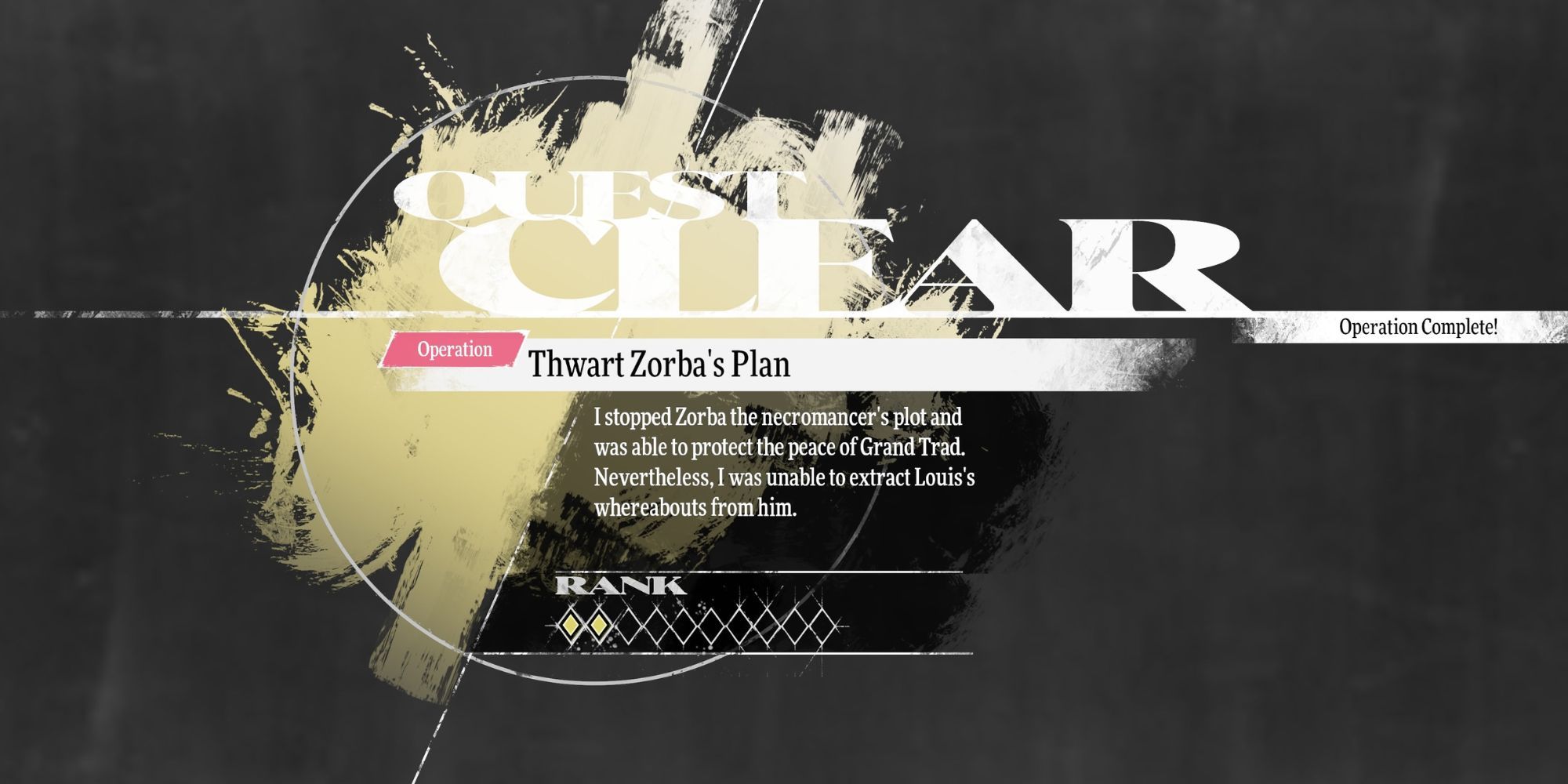   Quest Clear Screen von Dwart Zorbas Plan in Metapher: Refantazio