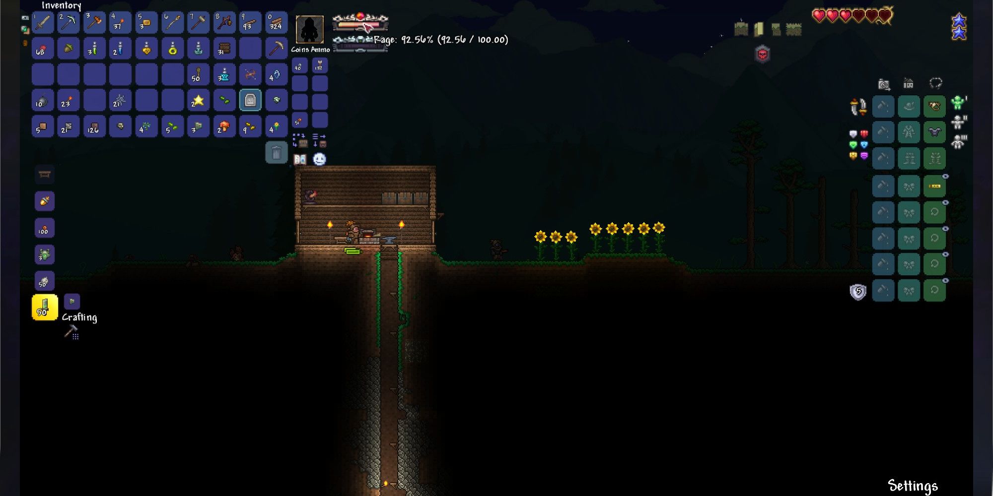 La barre de rage du mod de calamité de Terraria. 