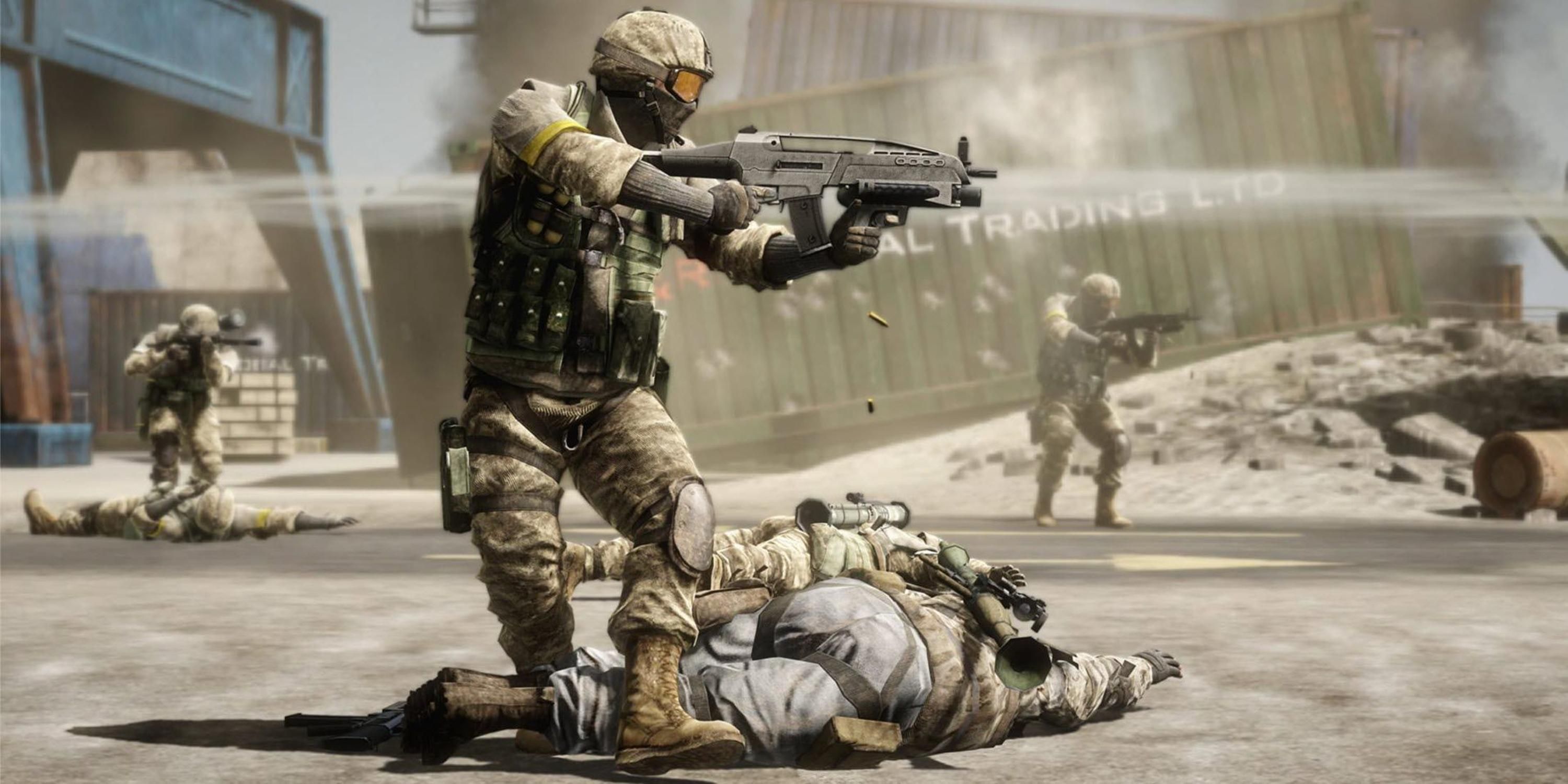 Shooting at enemies in Battlefield Bad Company 2