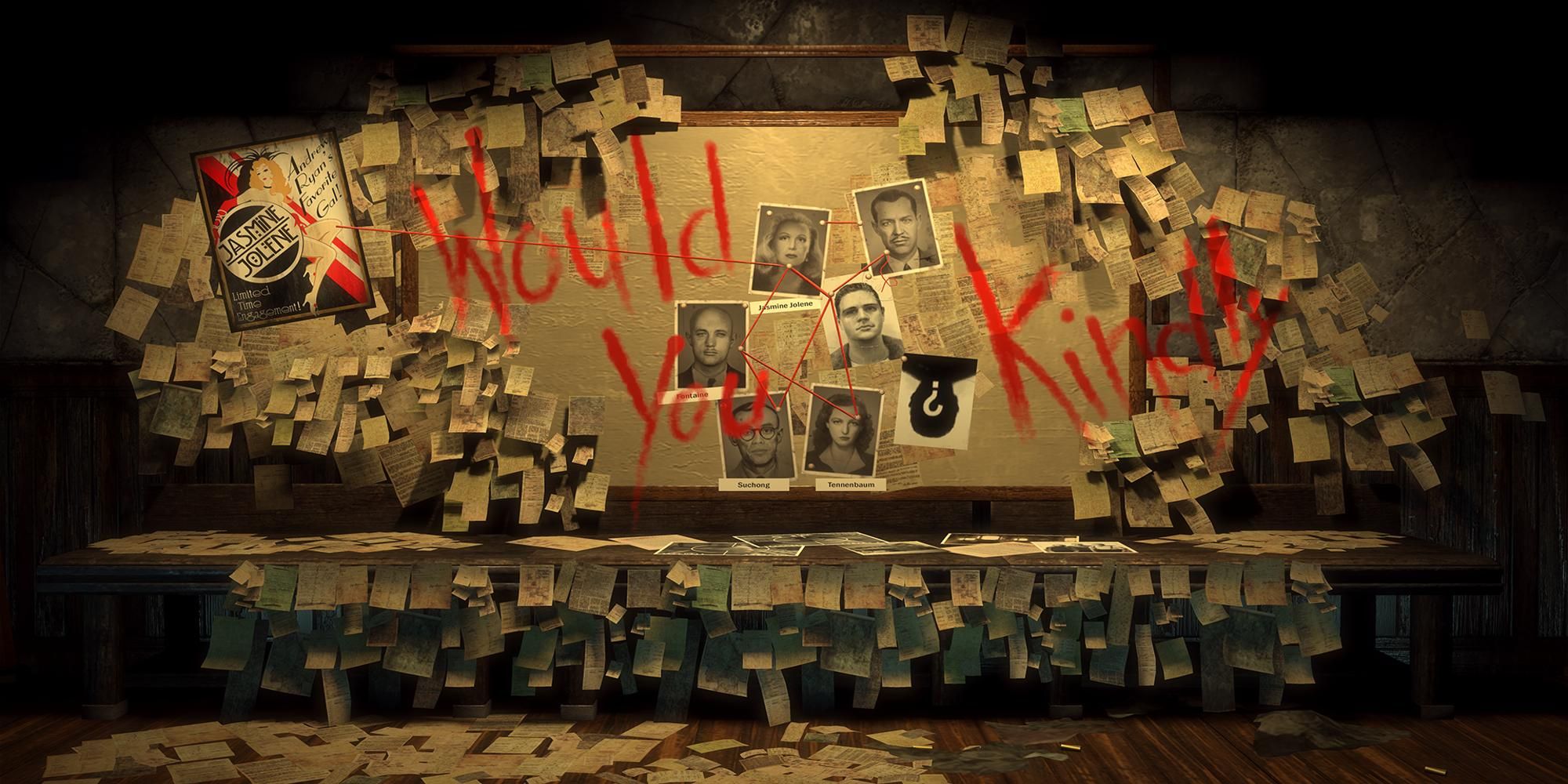 Would You Kindly written in red on a wall in Bioshock
