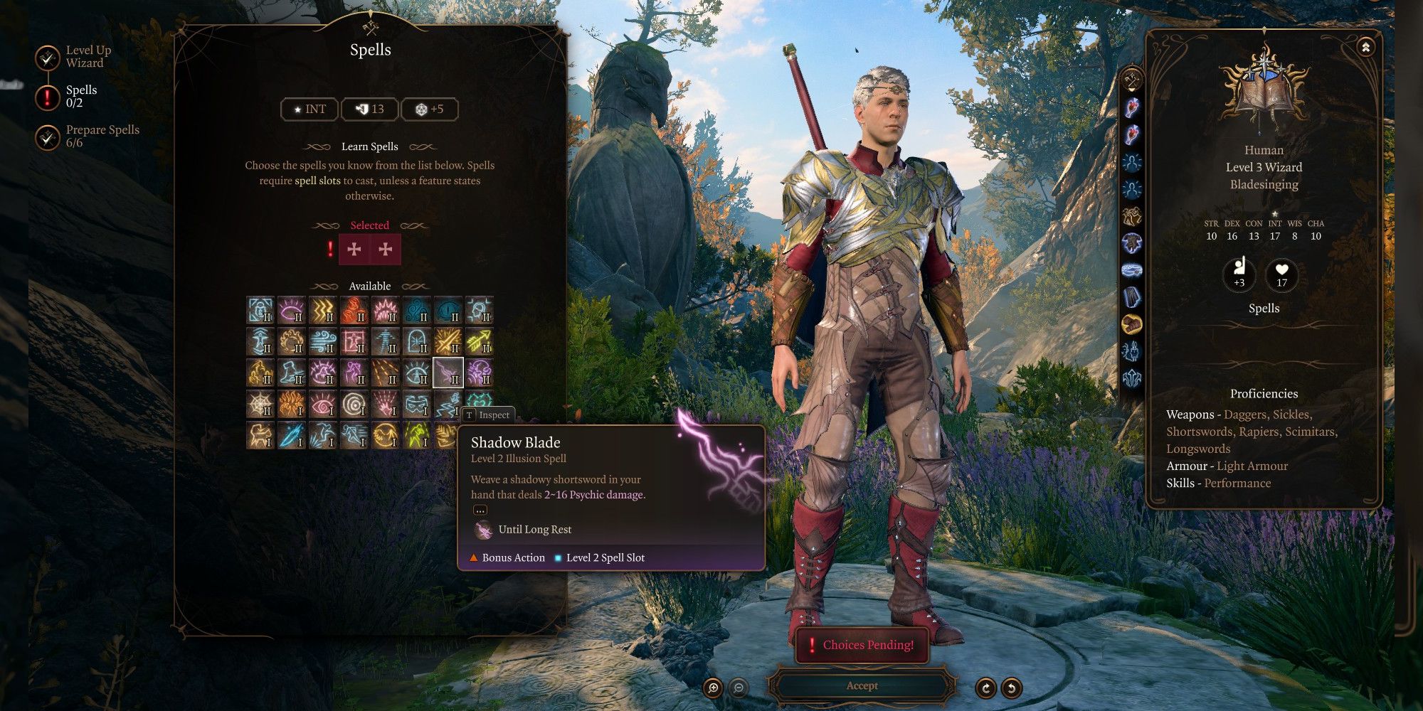 Choosing the Shadow Blade spell. 
