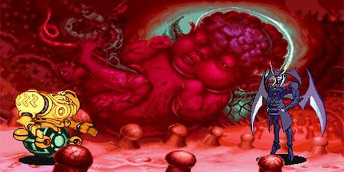 Screenshot of the Fetus of God stage in Darkstalkers 3