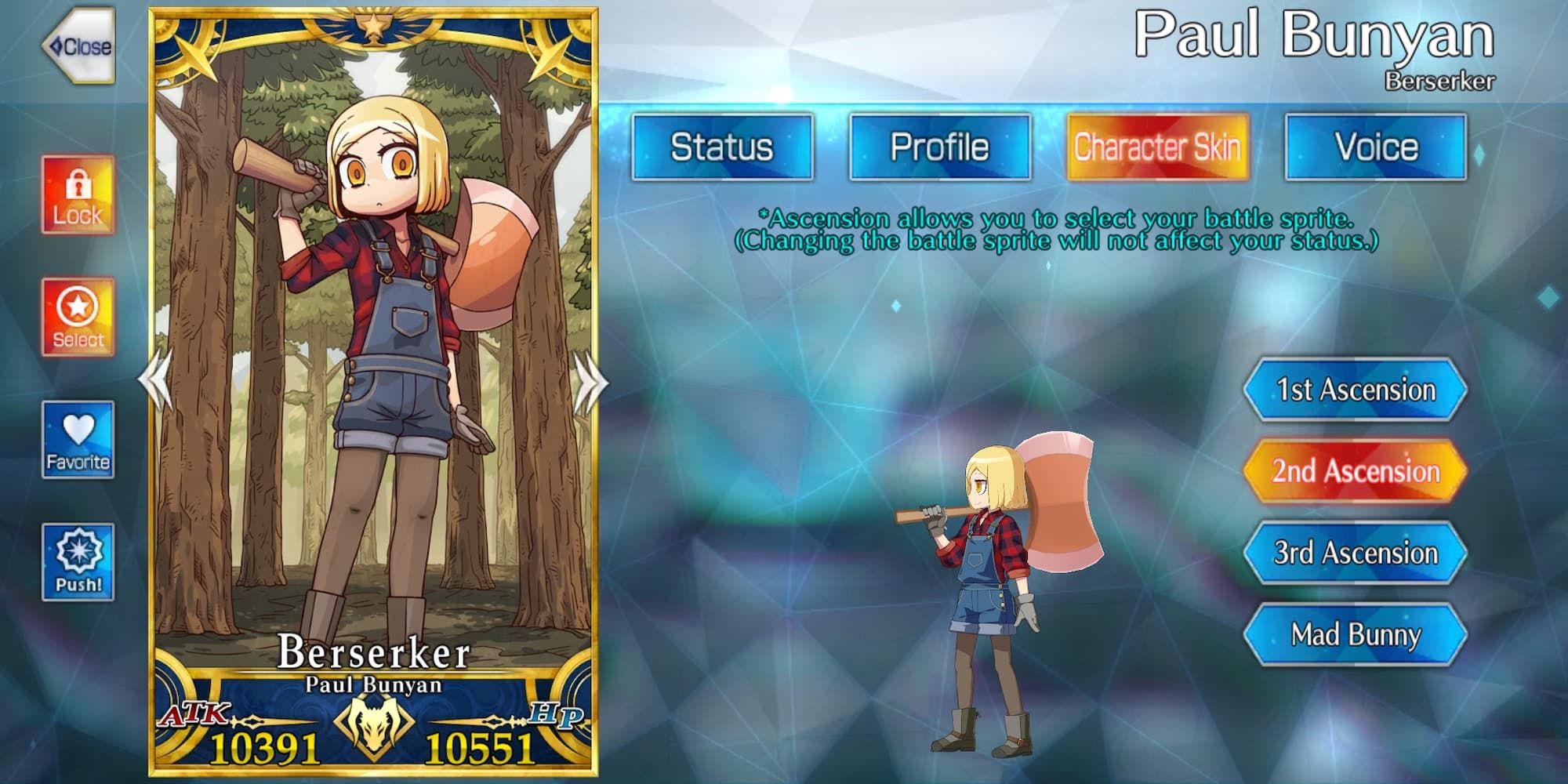 Screenshot of Paul Bunyan in Fate/Grand Order