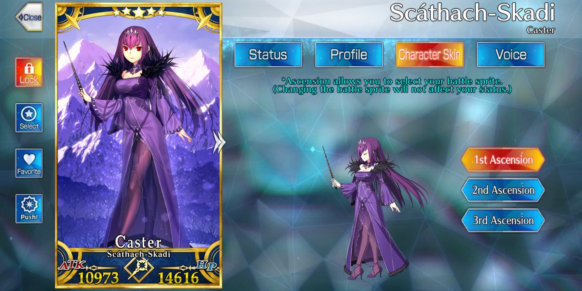 Screenshot of Skadi in FGO