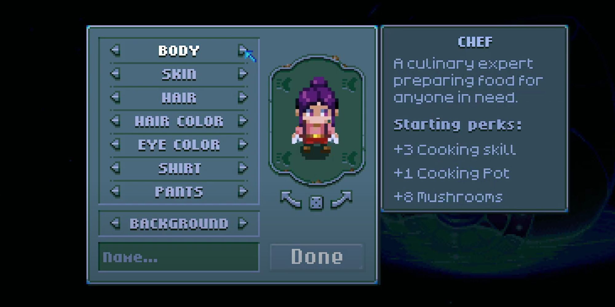 Chef starting character background