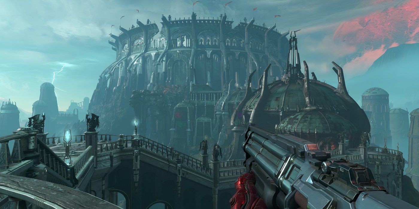 DOOM-Eternal-Player-POV-holding-shotgun-on-Argent-D'Nur