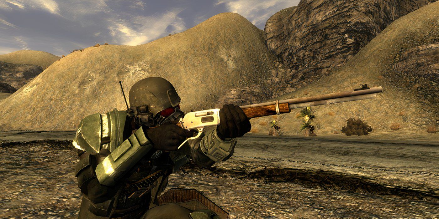 Fallout-New-Vegas-Player-in-Elite-Ranger-armor-aiming-rifle