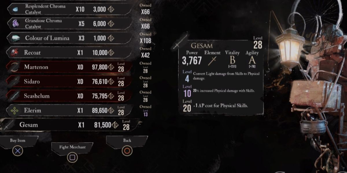 Gesam weapon in Clair Obscur: Expedition 33