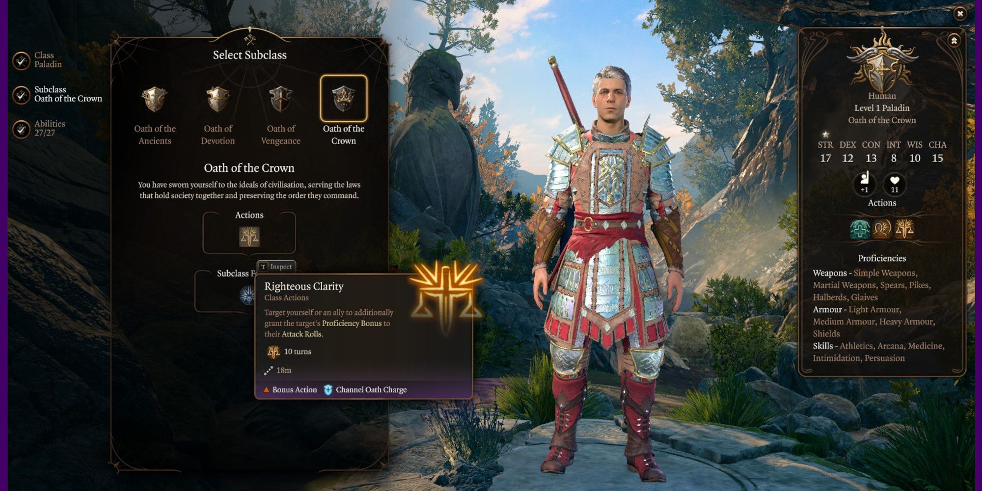The description text of the Righteous Clarity ability.