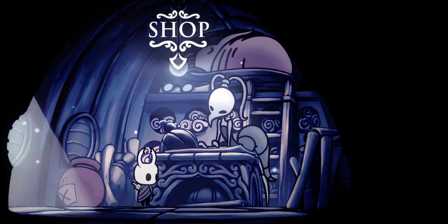 Iselda Hollow Knight Shopkeeper dialogue in shop with The Knight