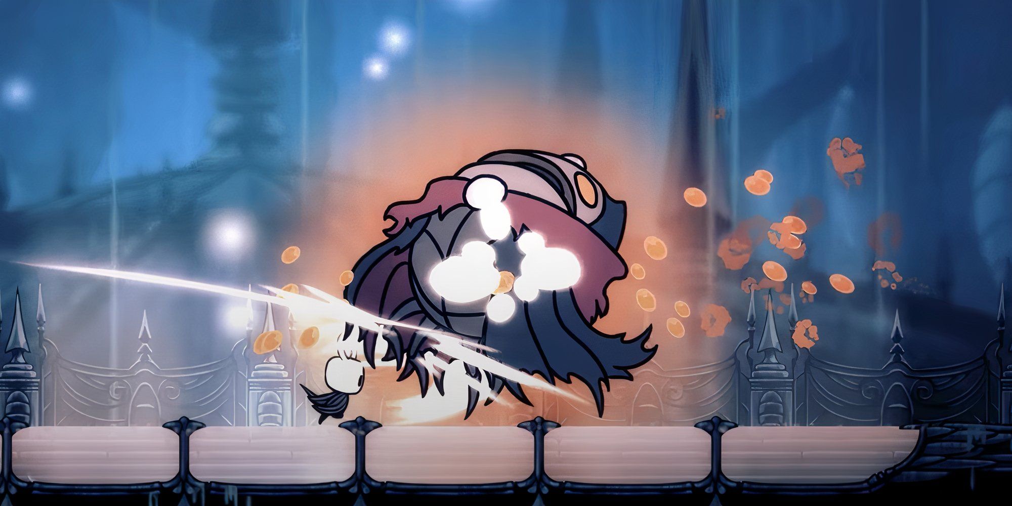 Soul Master Hollow Knight boss battle The Knight hitting Soul Master with nail