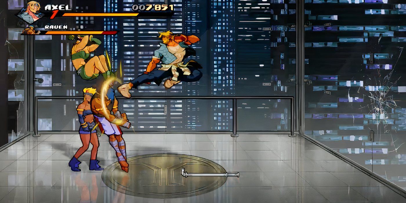 Streets-of-Rage-4-Axel-fighting-opponents-in-elevator-during-Stage-9-Y-Tower