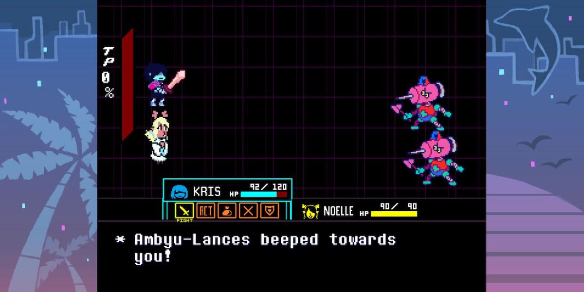 Screenshot of a battle with Noelle in Deltarune Chapter 2