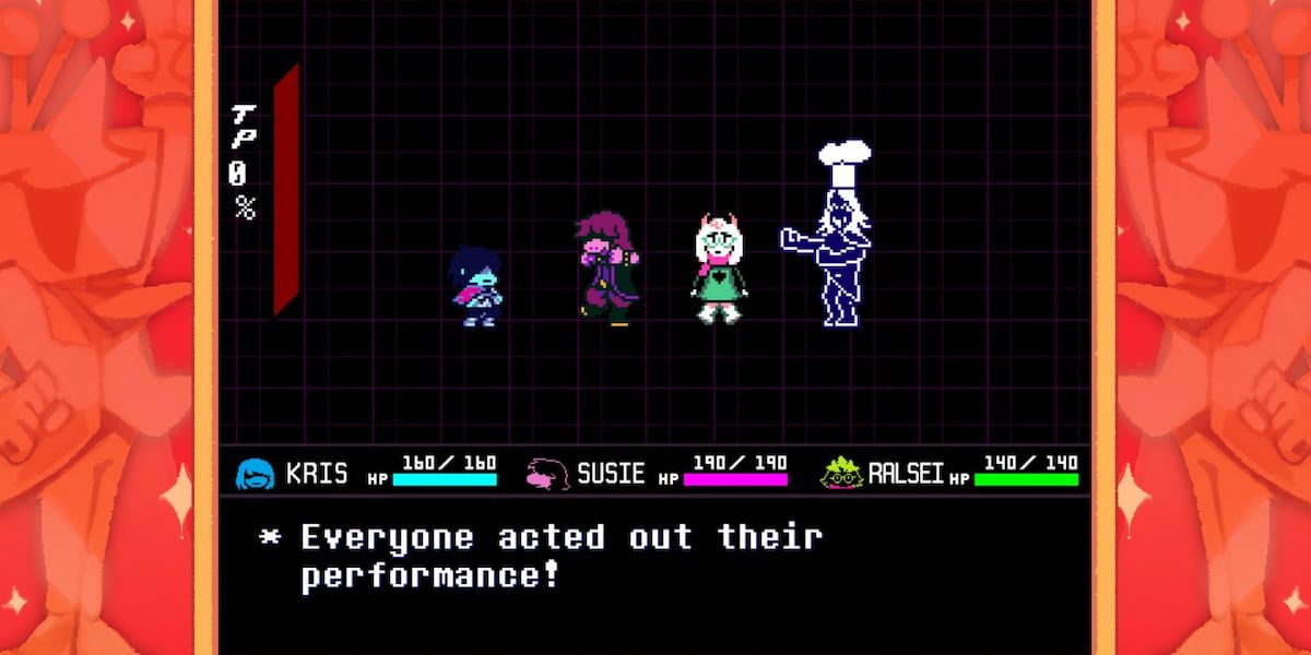 Screenshot of a minigame sequence in Deltarune Chapter 3
