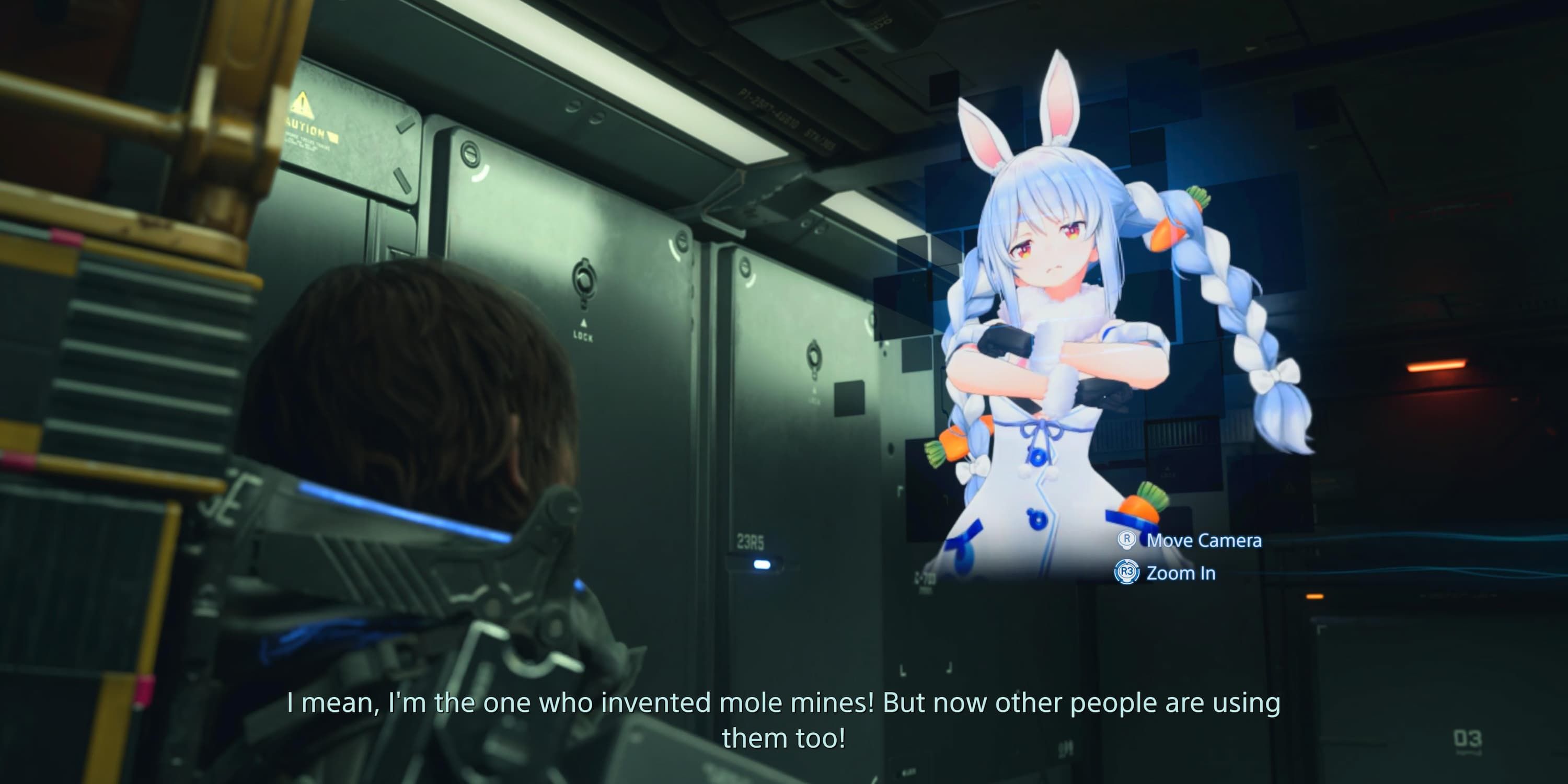 Screenshot of Usada Pekora in Death Stranding 2