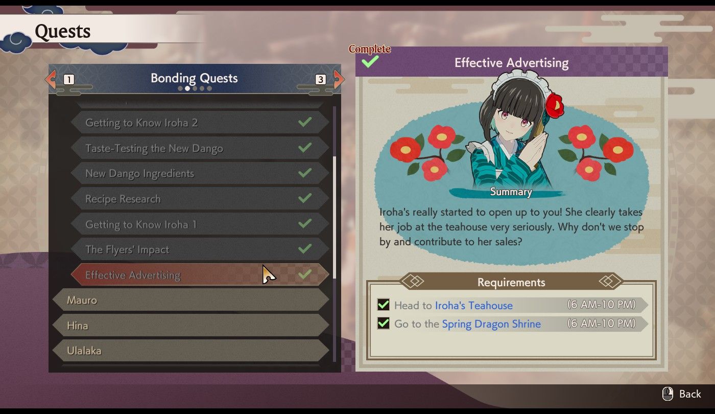 Iroha Bond Quest Rune Factory: Guardians of Azuma
