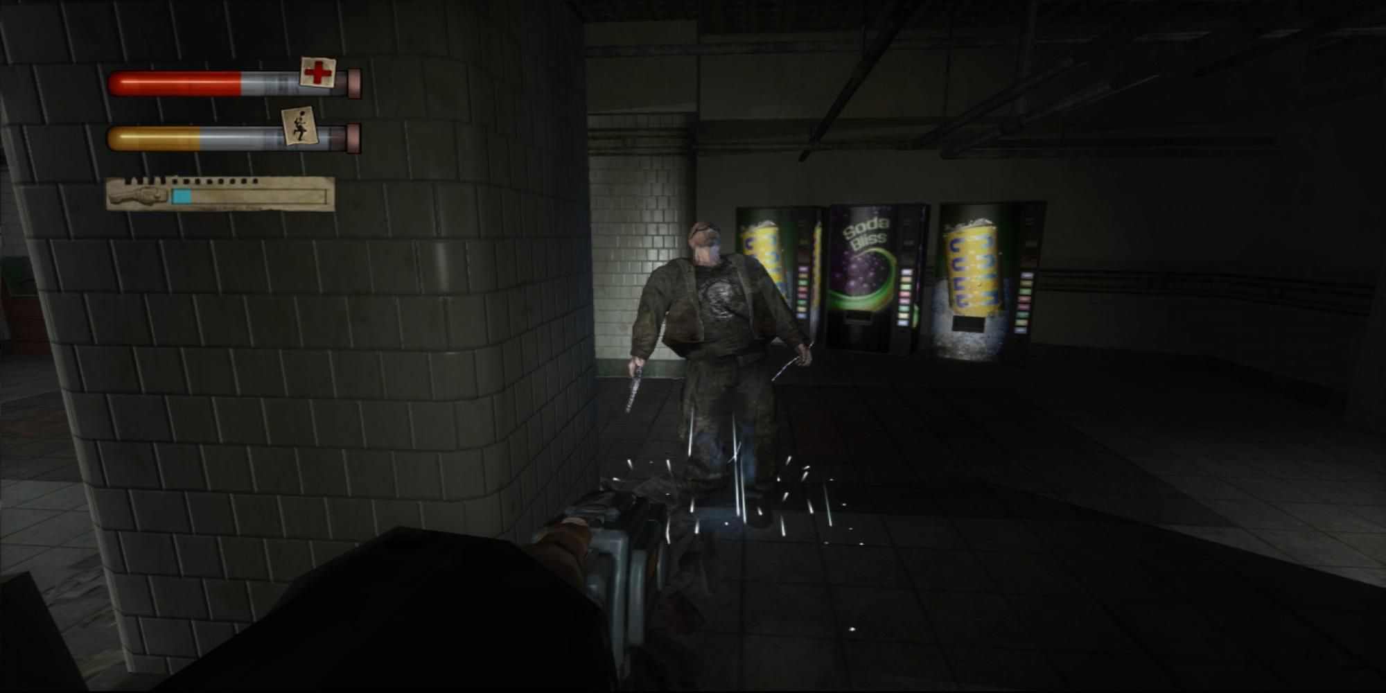 Aiming at an enemy in Condemned Criminal Origins