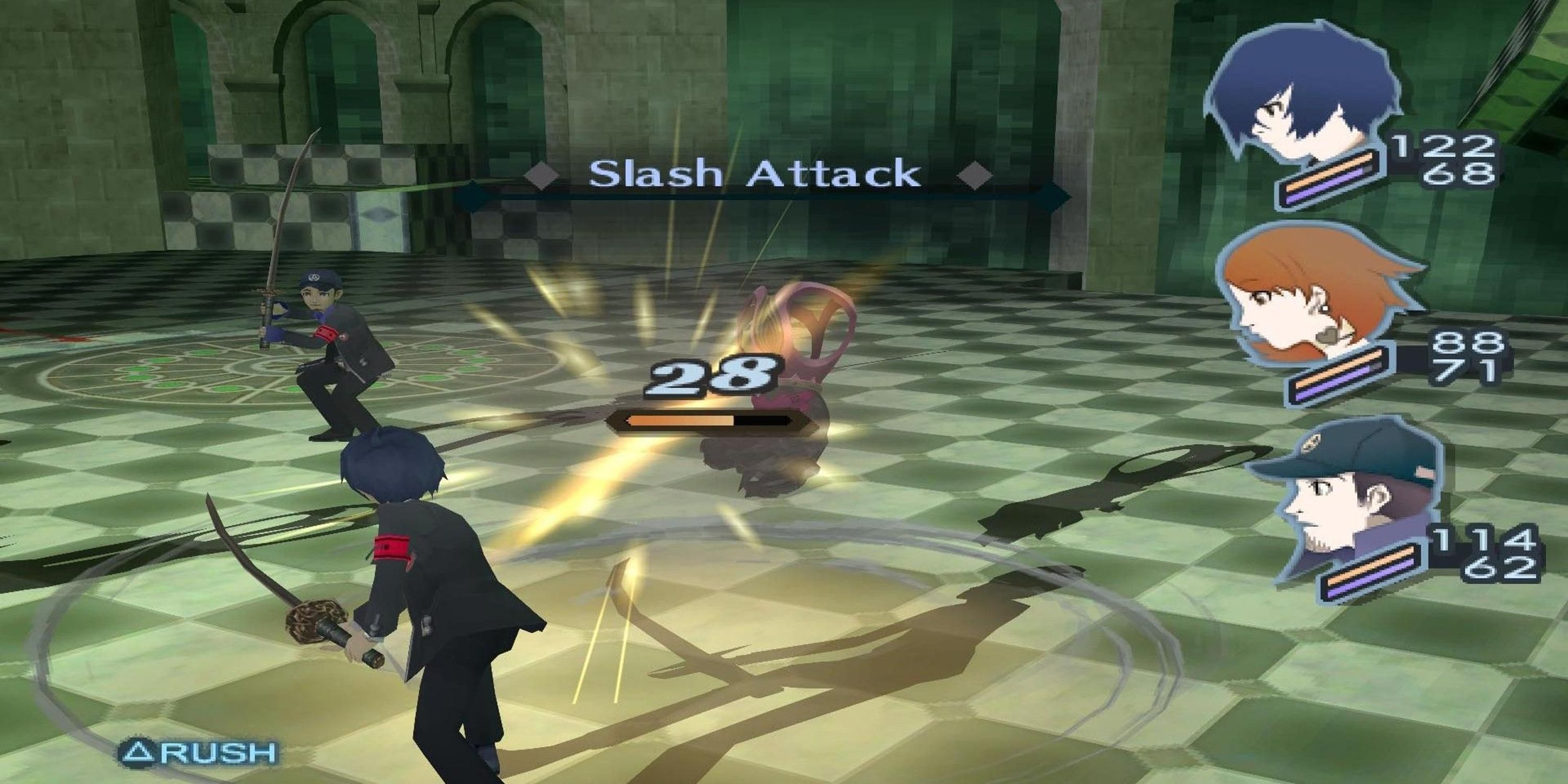 Attacking an enemy with a sword in Persona 3