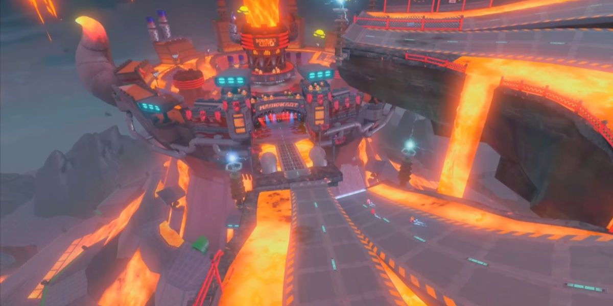 Bowser's Castle Track in Mario Kart World