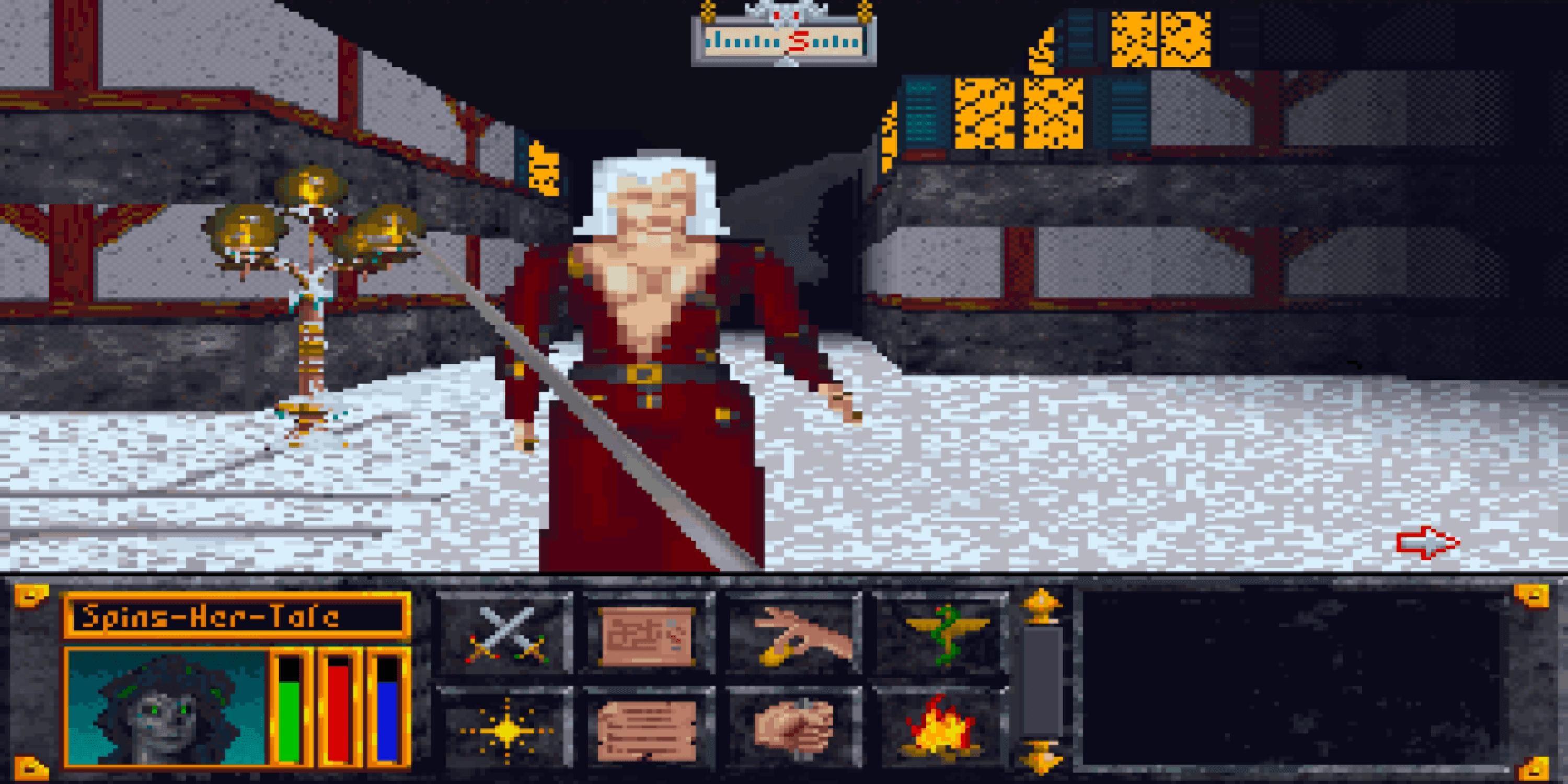 Fighting a white haired woman in The Elder Scrolls Arena
