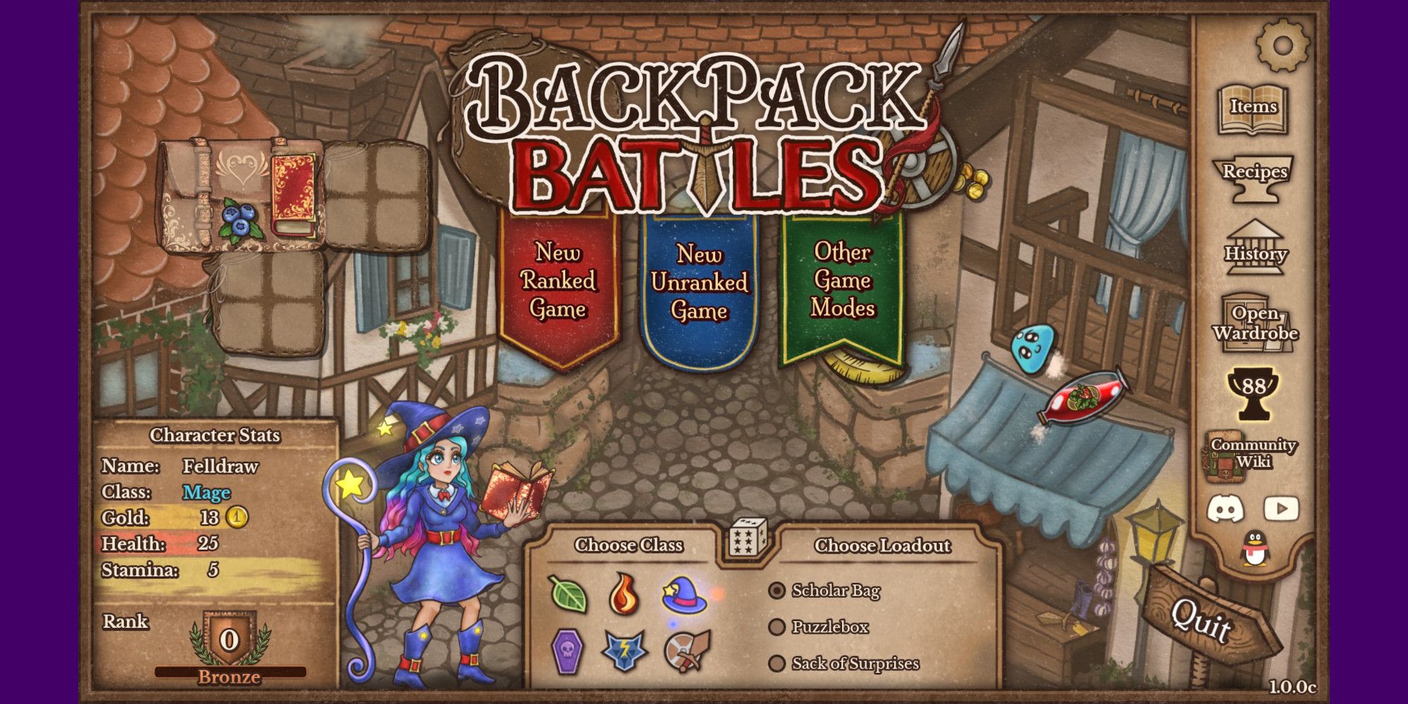 Mage Selected on Menu