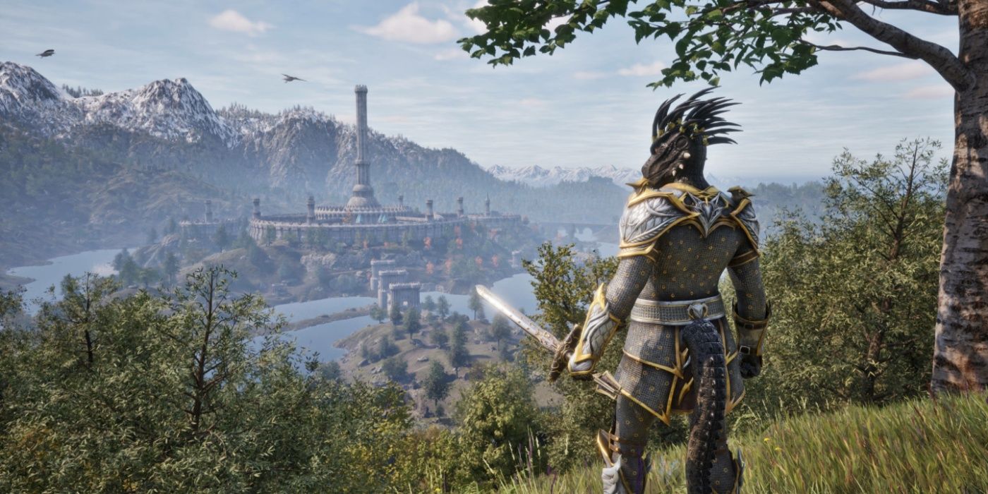 The-Elder-Scrolls-IV-Oblivion-Remastered-Argonian-knight-staring-at-White-Gold-Tower