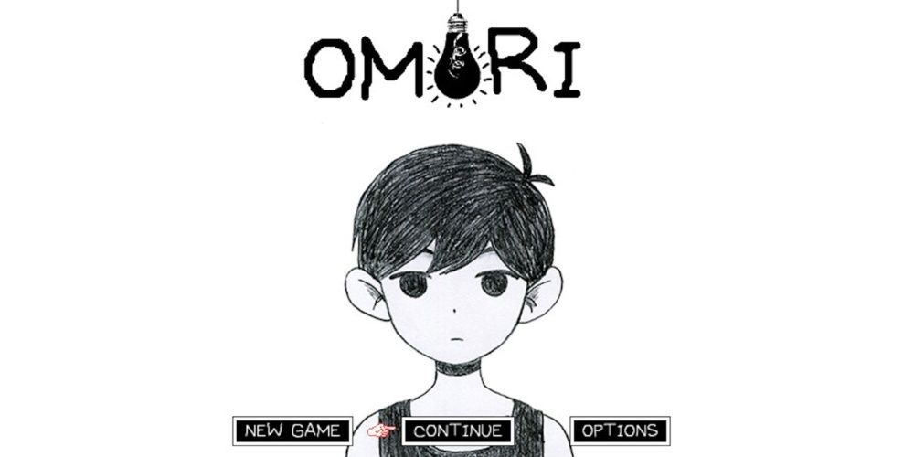 Omori-Black-and-white-main-menu-screen